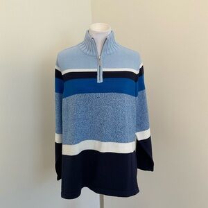 NWT Karen Scott Women's Navy, Blue and White Striped Pullover Sweater